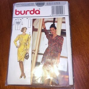 Burda 4909 Women's Dress Size 10-20 free shipping